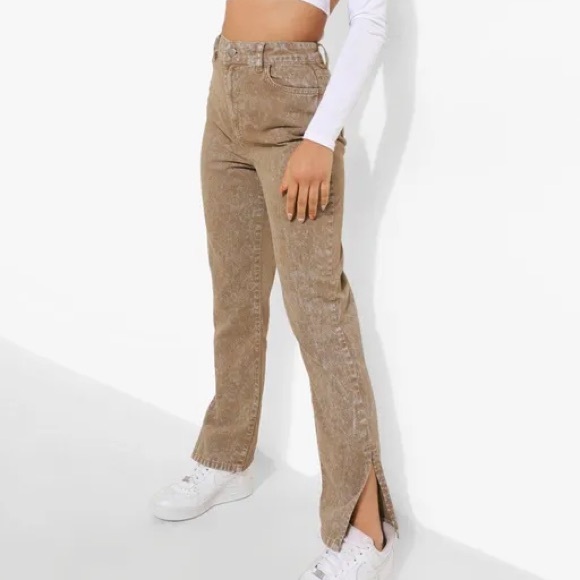 Boohoo Petite Pants - Boohoo Petite‎ Acid Wash Split Hem Jeans